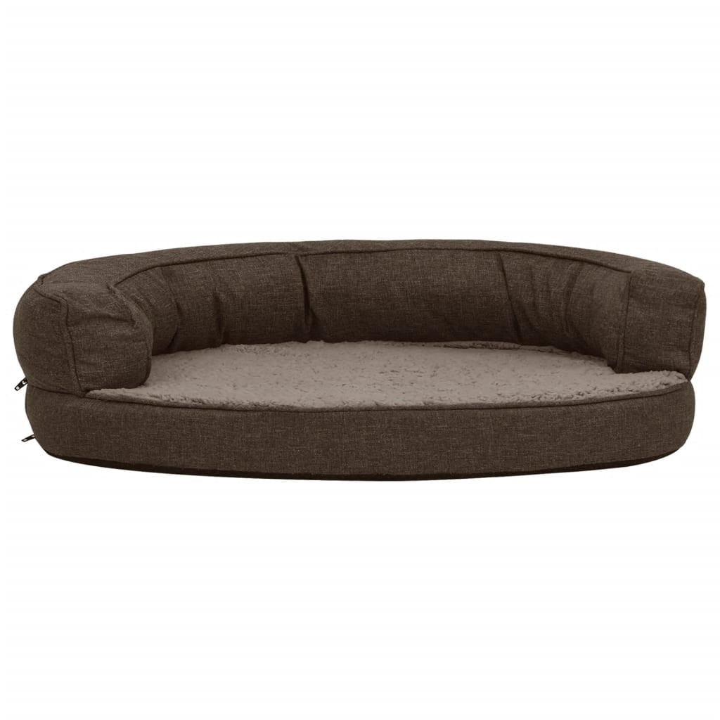 vidaXL Ergonomic Dog Bed Mattress 90x64 cm Linen Look Fleece Brown