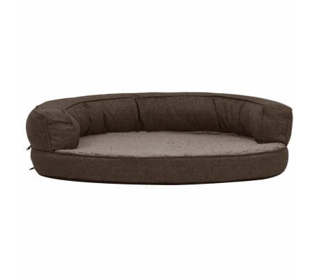 vidaXL Colchón de cama de perro ergonómico aspecto lino marrón 90x64cm