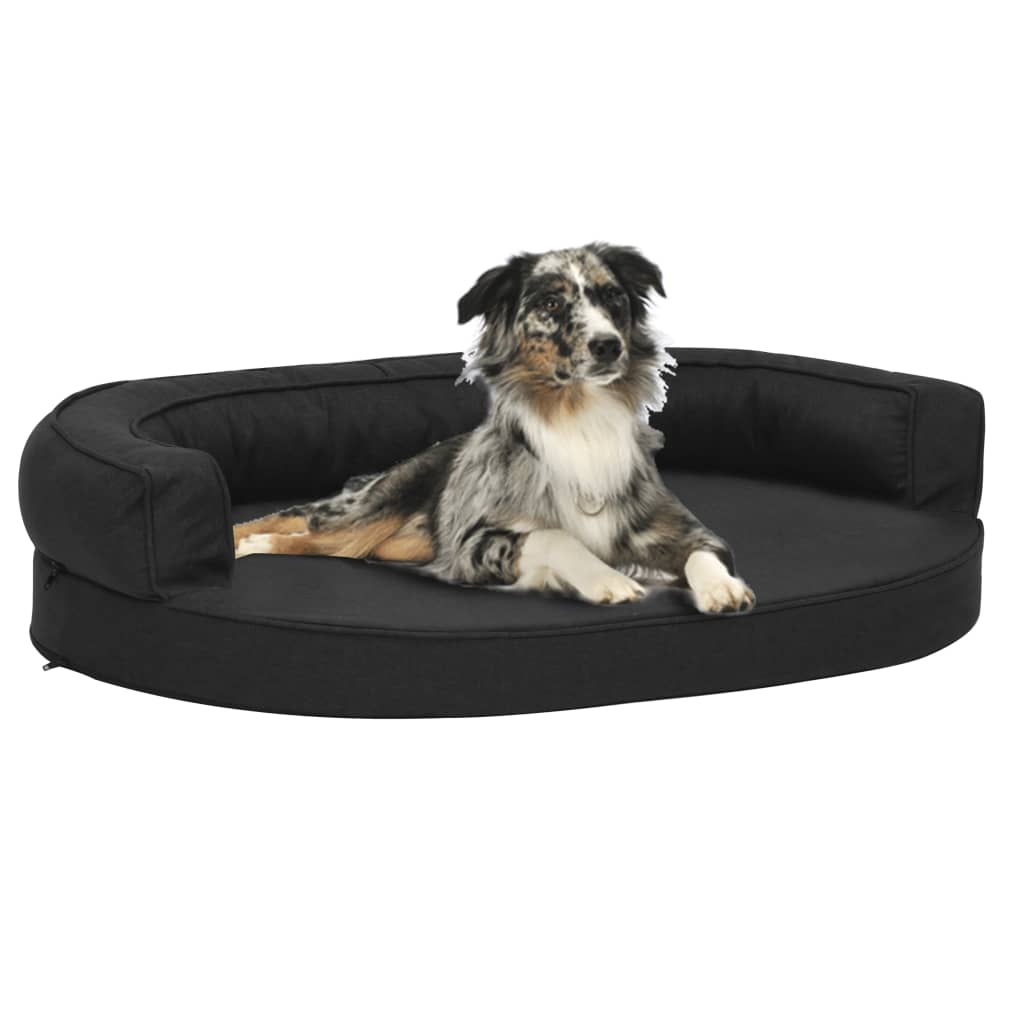 vidaXL Hondenbed ergonomisch linnen-look 75×53 cm zwart
