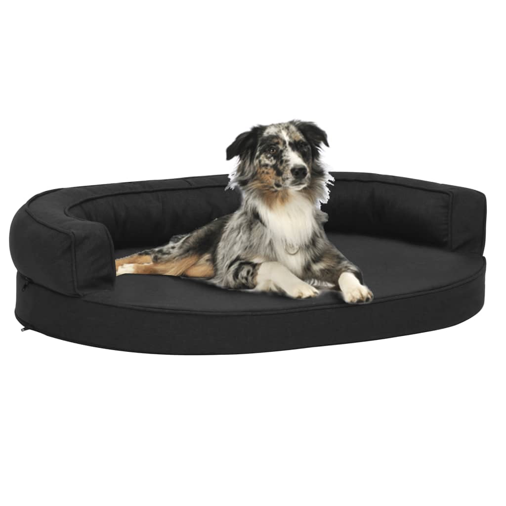 vidaXL Hundematratze Ergonomisch 75x53 cm Leinenoptik Schwarz