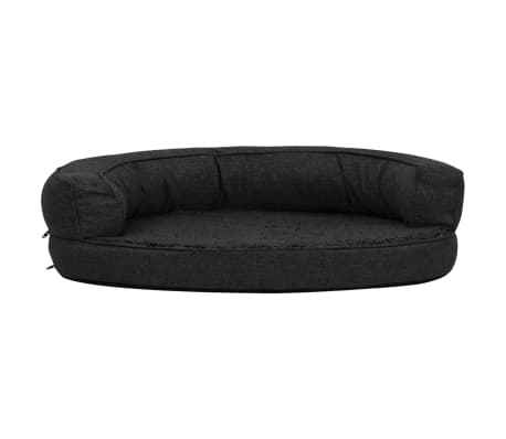 vidaXL Cama para cães ergonómica 90x64 cm aspeto linho pelúcia preto