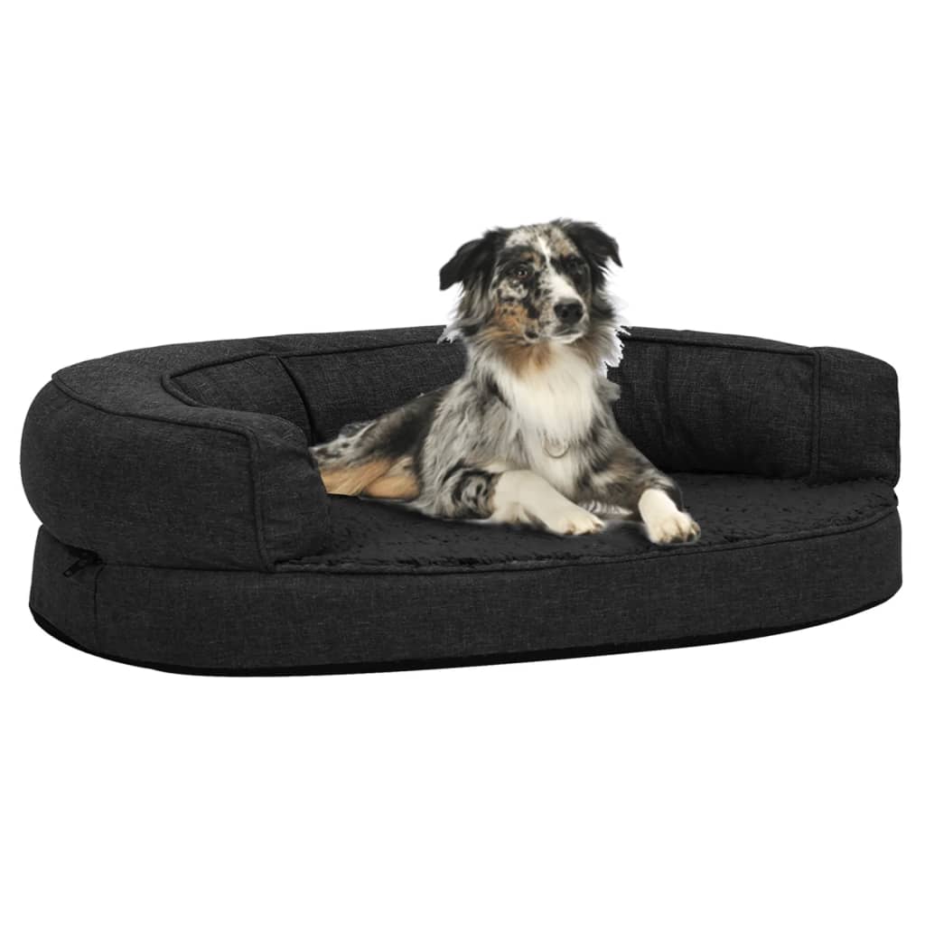 vidaXL Saltea ergonomică pat de câini negru 90×64 cm aspect in/fleece vidaXL