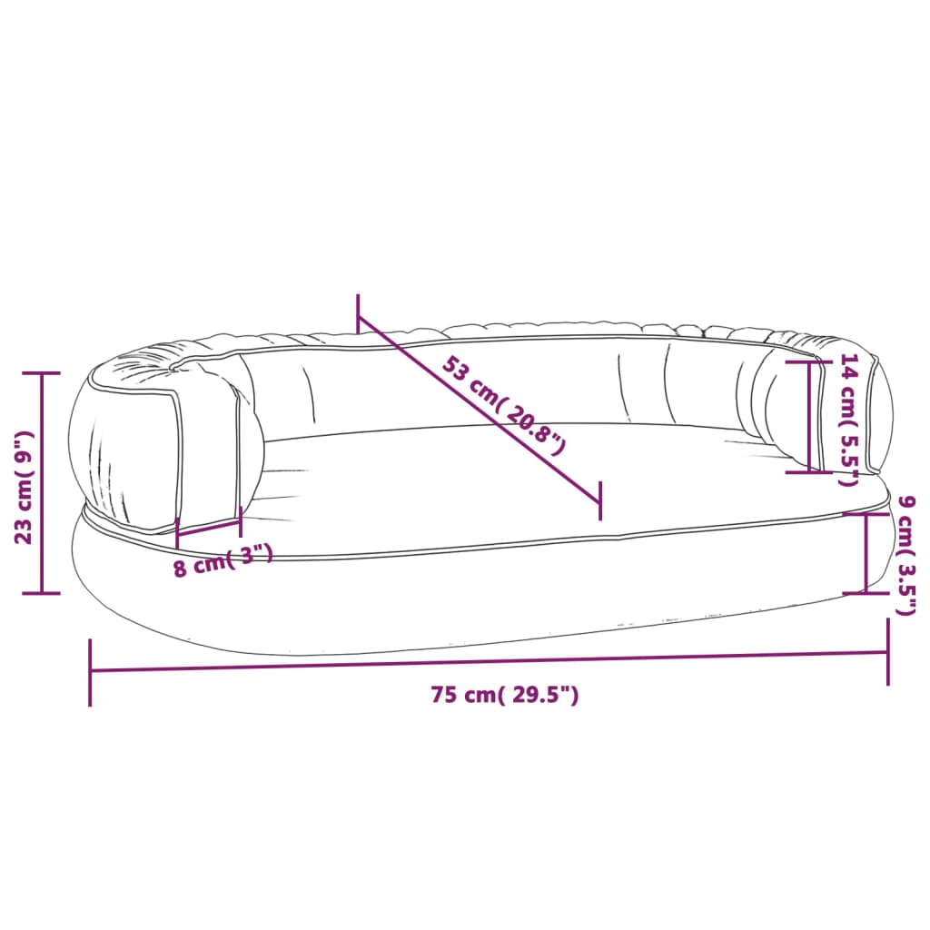 Ergonomický molitanový pelíšek pro psy modrý 75x53cm umělá kůže