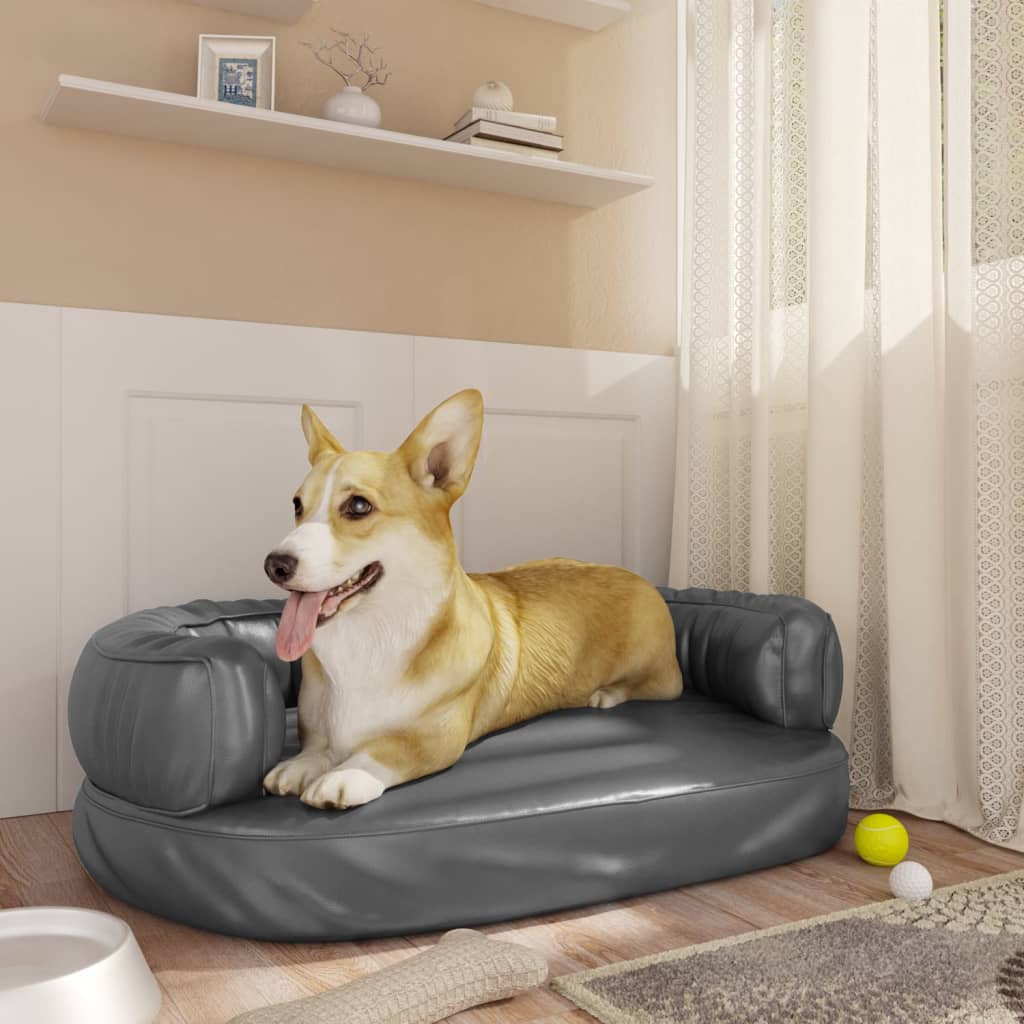 Ergonomiška lova šunims, pilkos spalvos, 60x42cm, dirbtinė oda | Stepinfit