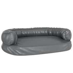 Ergonomický molitanový pelíšek pro psy šedý 75x53 cm umělá kůže - obrázek 2