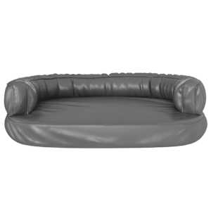 Ergonomický molitanový pelíšek pro psy šedý 75x53 cm umělá kůže - obrázek 4
