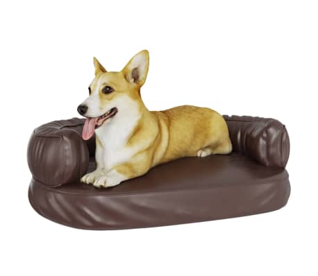 vidaXL Ergonomick&yacute; penov&yacute; matrac pre psa hned&yacute; 60x42 cm umel&aacute; koža