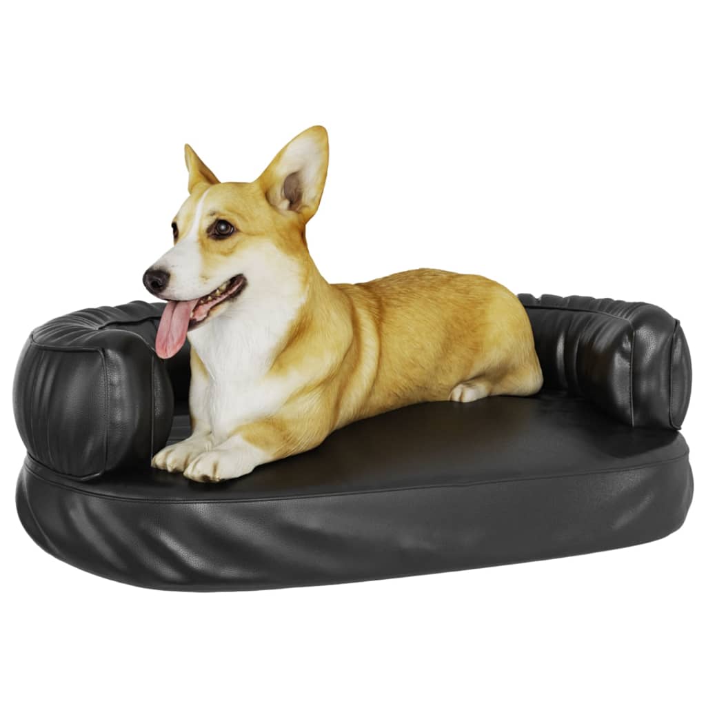 vidaXL ergonomiska suņu gulta, melna, 60x42 cm, mākslīgā āda