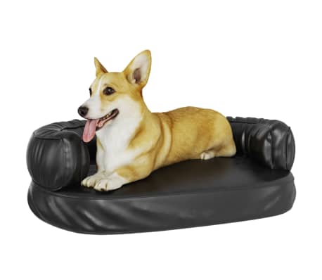 vidaXL ergonomiska suņu gulta, melna, 60x42 cm, mākslīgā āda
