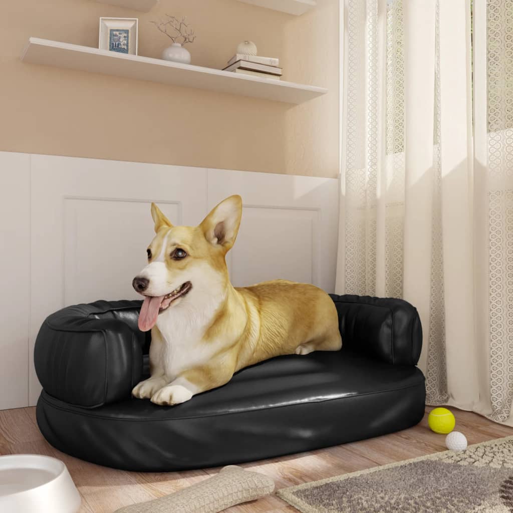 vidaXL Pat pentru câini, spumă ergonomică, negru, 60×42 cm, piele eco Accesorii pentru câini 2023-09-26
