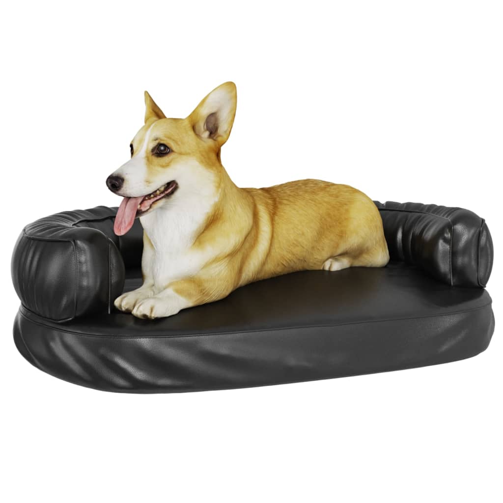 vidaXL Hundebett Ergonomisch Schaumstoff Schwarz 75x53 cm Kunstleder