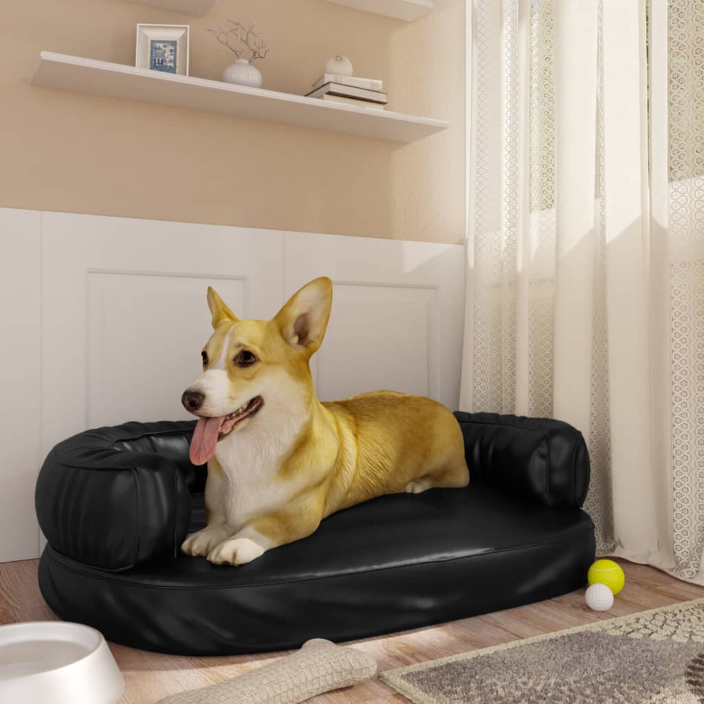vidaXL Pat pentru câini, spumă ergonomică, negru, 75×53 cm, piele eco Accesorii pentru câini 2023-09-26 3