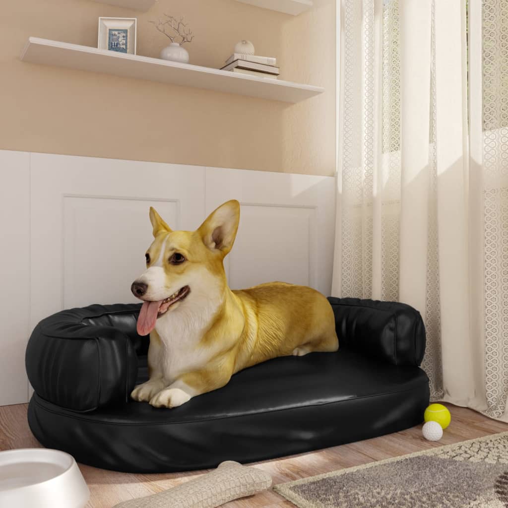 vidaXL Hundebett Ergonomisch Schaumstoff Schwarz 75x53 cm Kunstleder