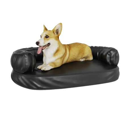 vidaXL Ergonomi&scaron;ka lova &scaron;unims, juodos spalvos, 88x65cm, dirbtinė oda