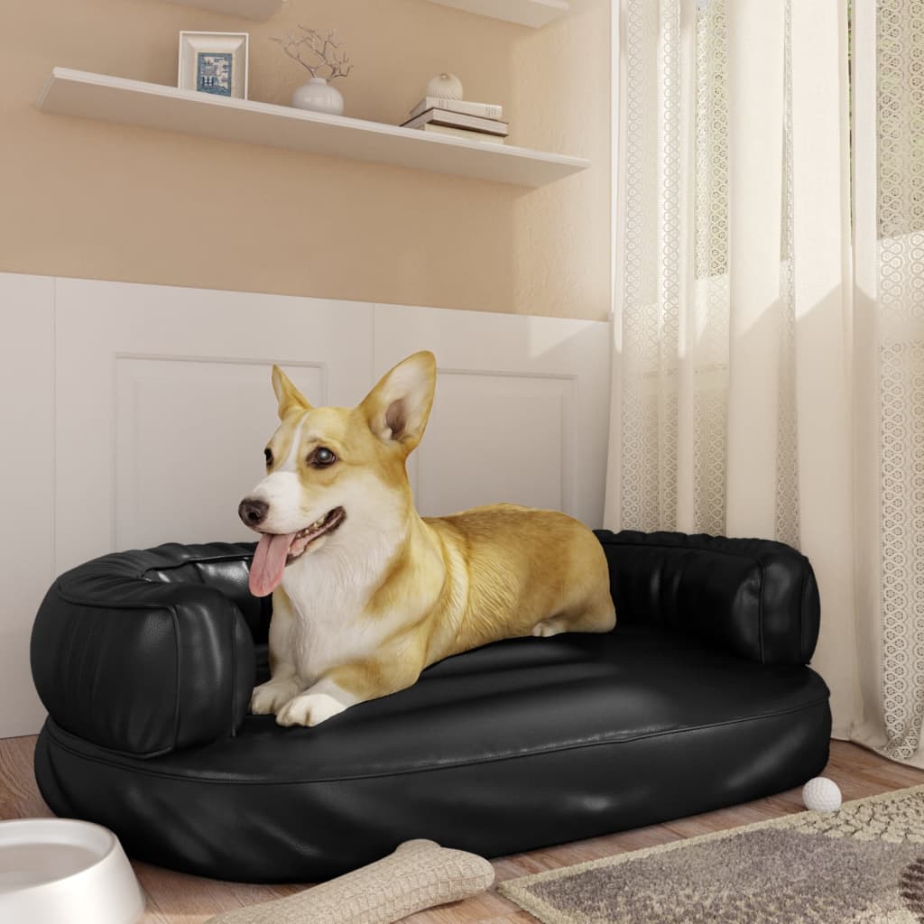 vidaXL Pat pentru câini, spumă ergonomică, negru, 88×65 cm, piele eco Accesorii pentru câini 2023-09-26