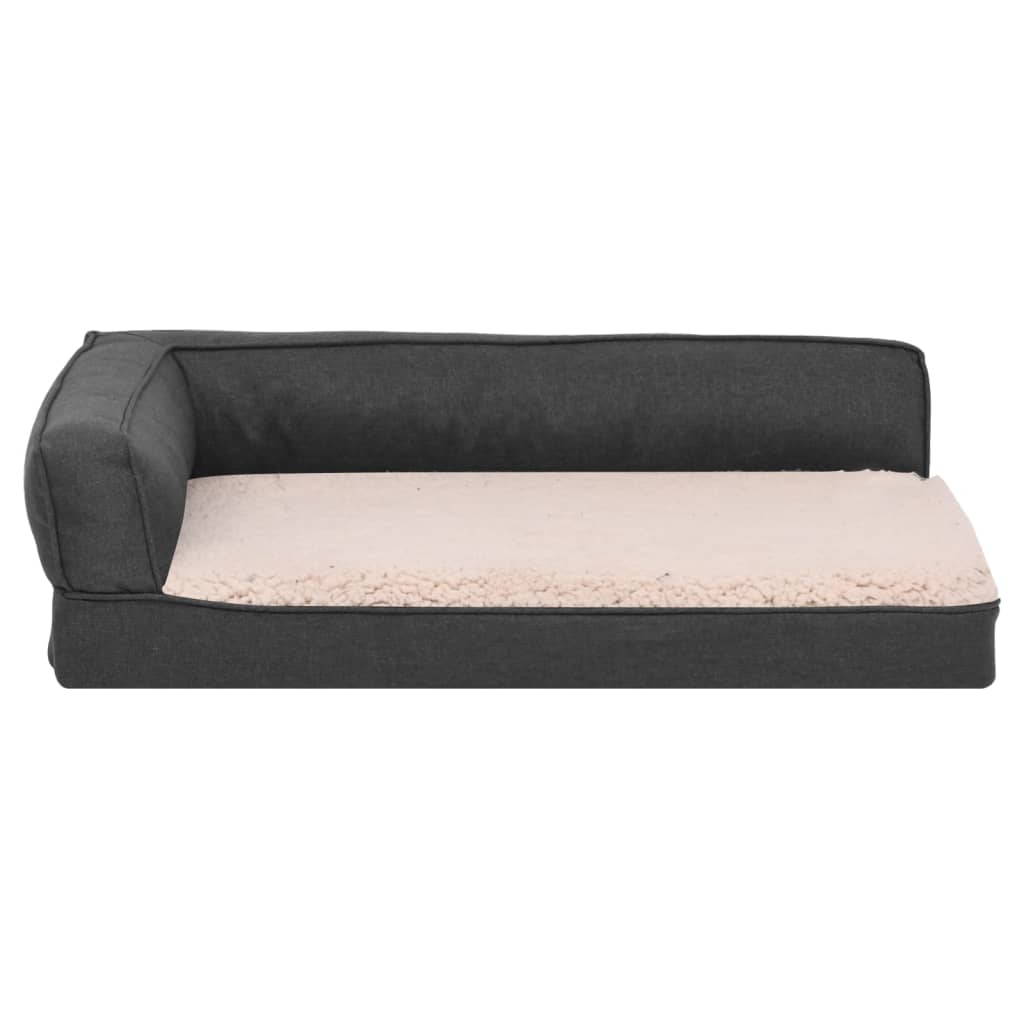 vidaXL Ergonomic Dog Bed Mattress 90x64 cm Linen Look Fleece Dark Grey