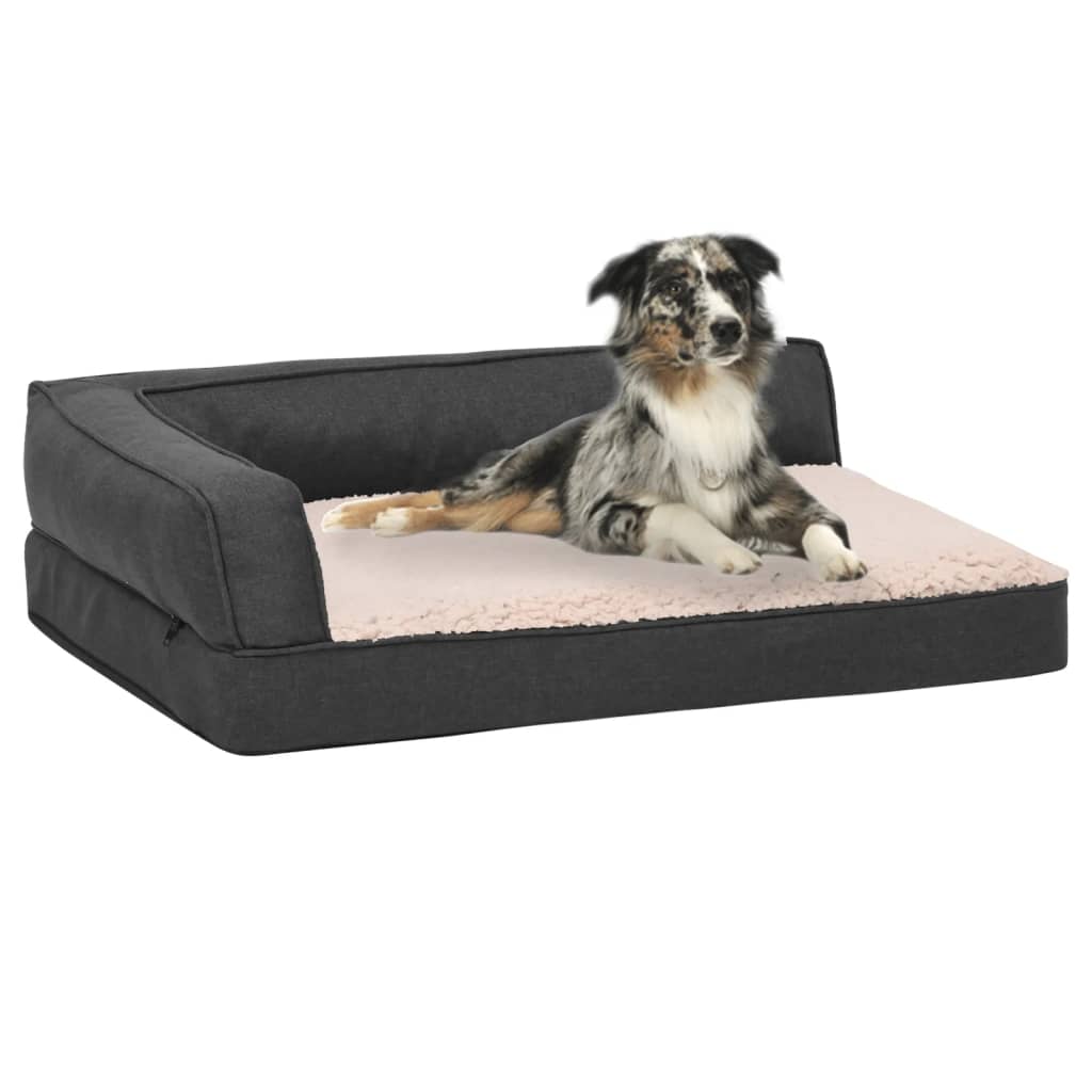 vidaXL Saltea ergonomică pat de câini, gri închis, 90×64 cm, aspect in vidaXL