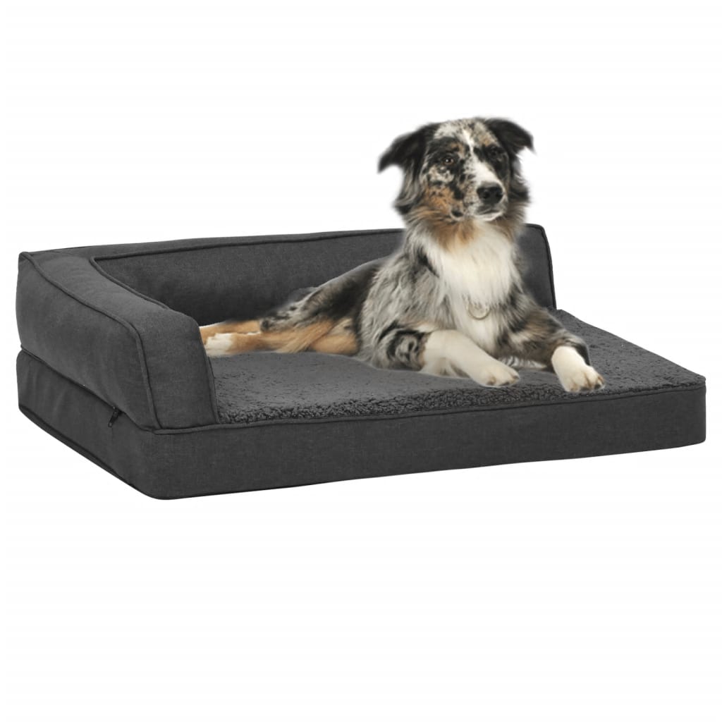 vidaXL Saltea ergonomică pat câini 60×42 cm gri închis aspect in/lână vidaXL