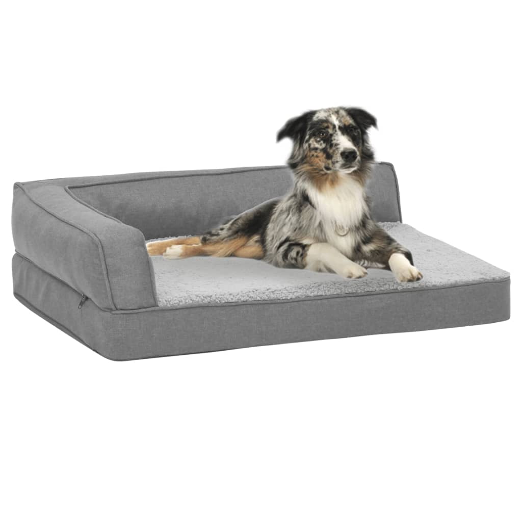 vidaXL Saltea ergonomică pat de câini, gri, 75×53 cm, aspect in/fleece vidaXL
