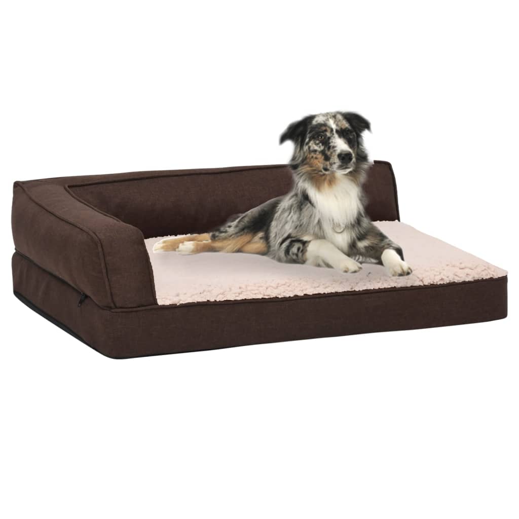 vidaXL Saltea ergonomică pat de câini, maro, 90×64 cm aspect in/fleece vidaXL