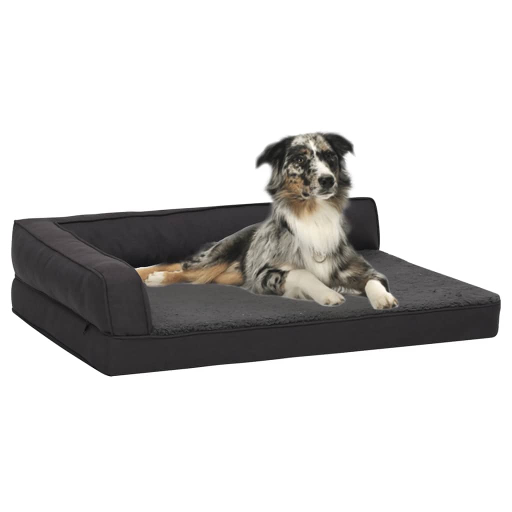 vidaXL Saltea ergonomică pat de câini negru 75×53 cm aspect in/fleece vidaXL
