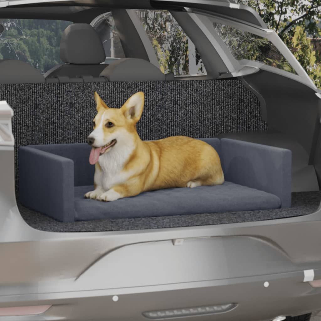 Petrashop  Pelíšek pro psy do kufru auta šedý 90 x 60 cm lněný vzhled