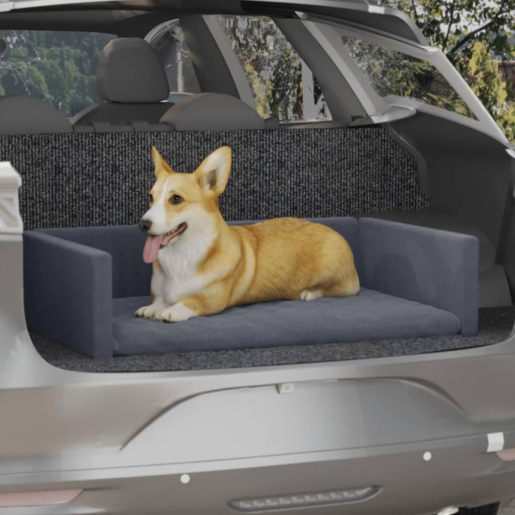 Petrashop  Pelíšek pro psy do kufru auta šedý 110 x 70 cm lněný vzhled