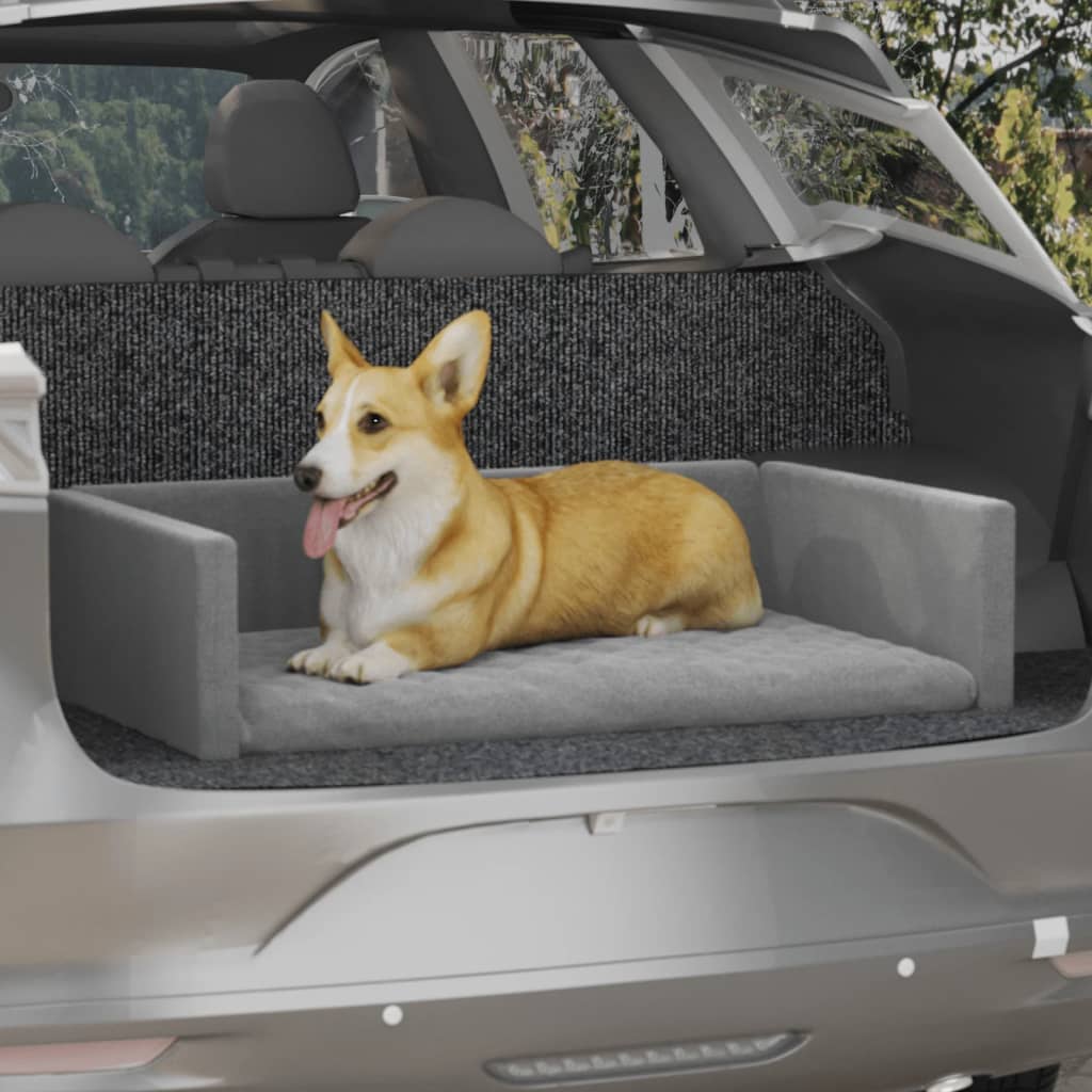 vidaXL Pat câini pentru portbagaj, gri, 110×70 cm, aspect in 110x70