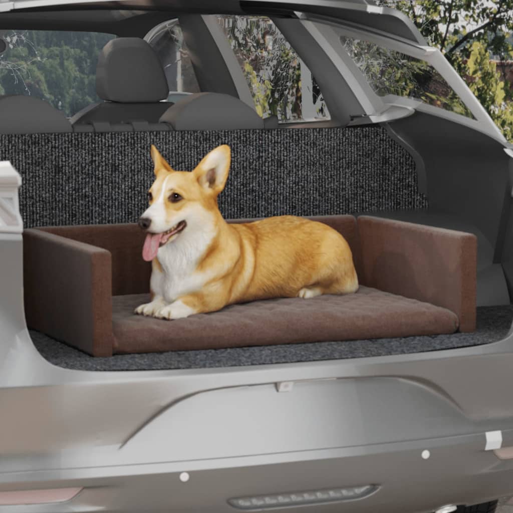 Petrashop  Pelíšek pro psy do kufru auta hnědý 110 x 70 cm lněný vzhled