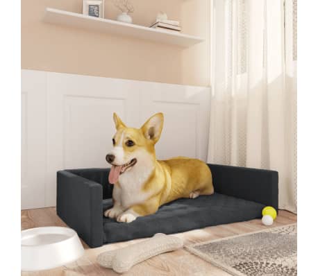 vidaXL Kofferraum-Hundebett Schwarz 90x60 cm Leinenoptik