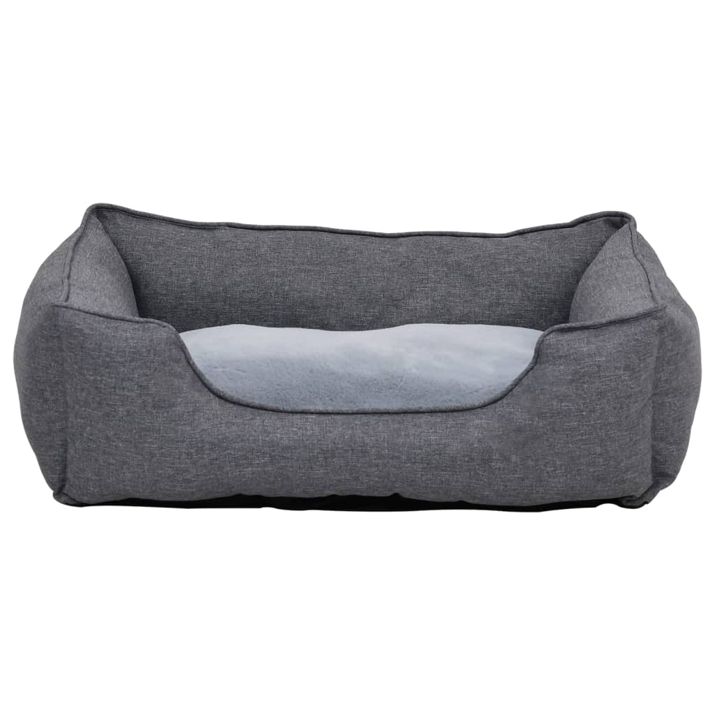 

vidaXL Hondenmand linnen-look 65x50x20 cm fleece grijs