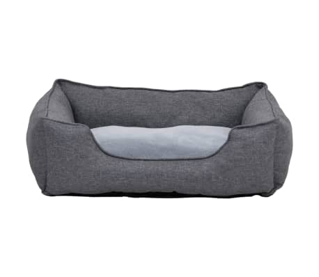 vidaXL Кучешко легло, сиво, 65x50x20 см, ленена визия, полар