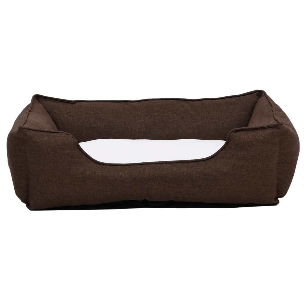 vidaXL Dog Bed Brown and White 85.5x70x23 cm Linen Look Fleece