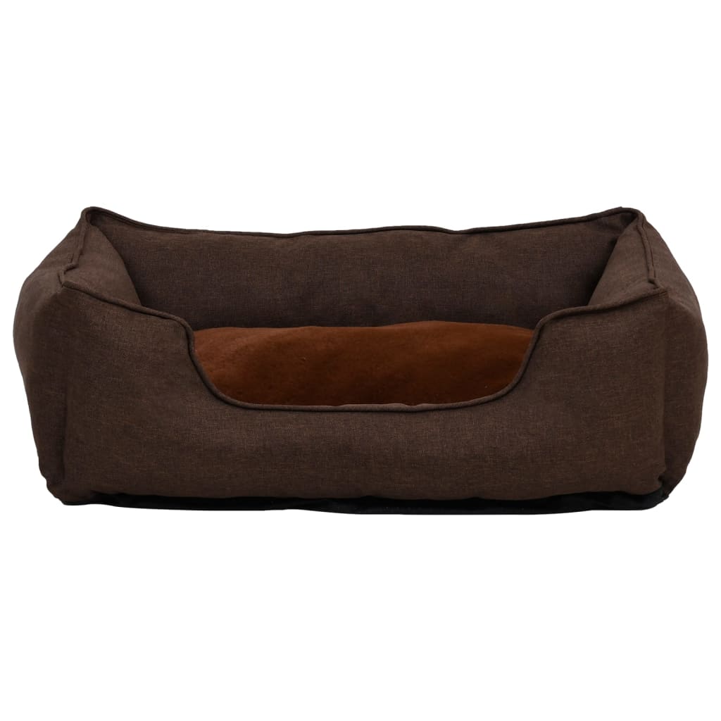 vidaXL Hondenmand linnen-look 110,5x80,5x26 cm fleece bruin