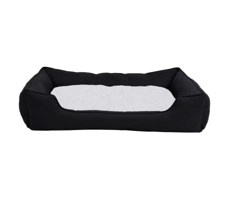 vidaXL suņu gulta, melna ar baltu, 65x50x20 cm, lina dizains, flīss