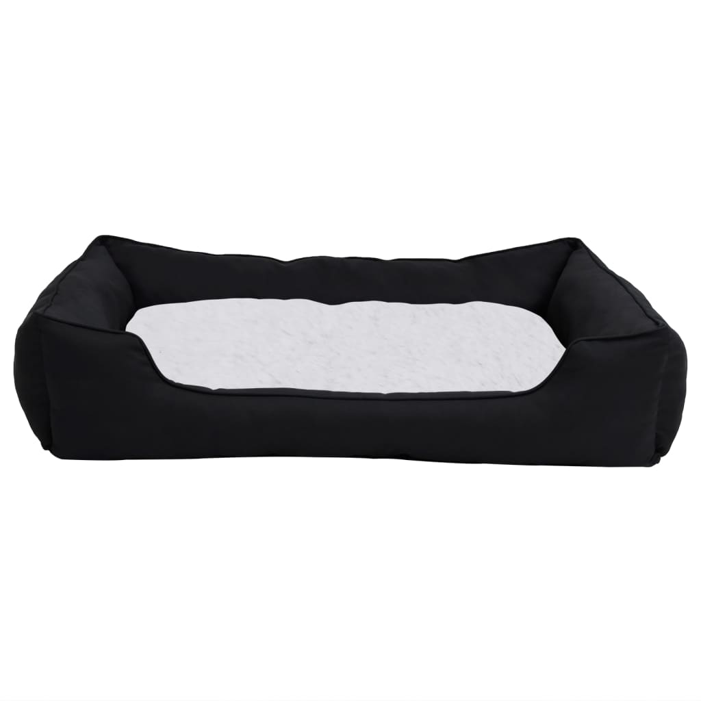 vidaXL Кучешко легло черно и бяло 110,5x80,5x26 см ленена визия полар