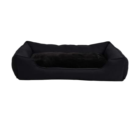 vidaXL Cama de perro de felpa apariencia de lino negro 85,5x70x23 cm