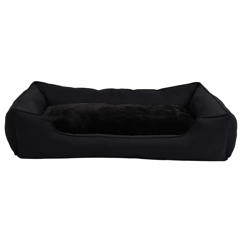 vidaXL hundekurv 110,5x80,5x26 cm hør-look fleece sort