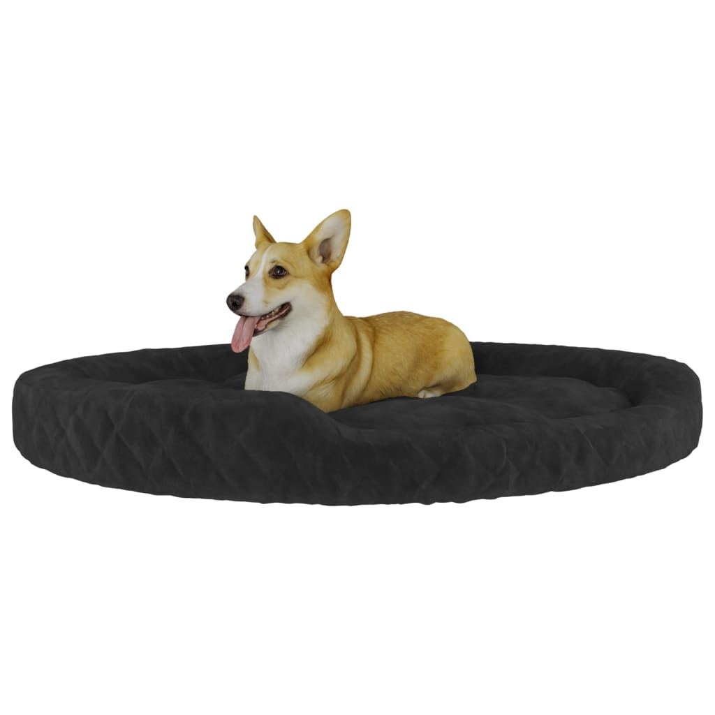 vidaXL Cama para perros de felpa negra 110x90x23 cm