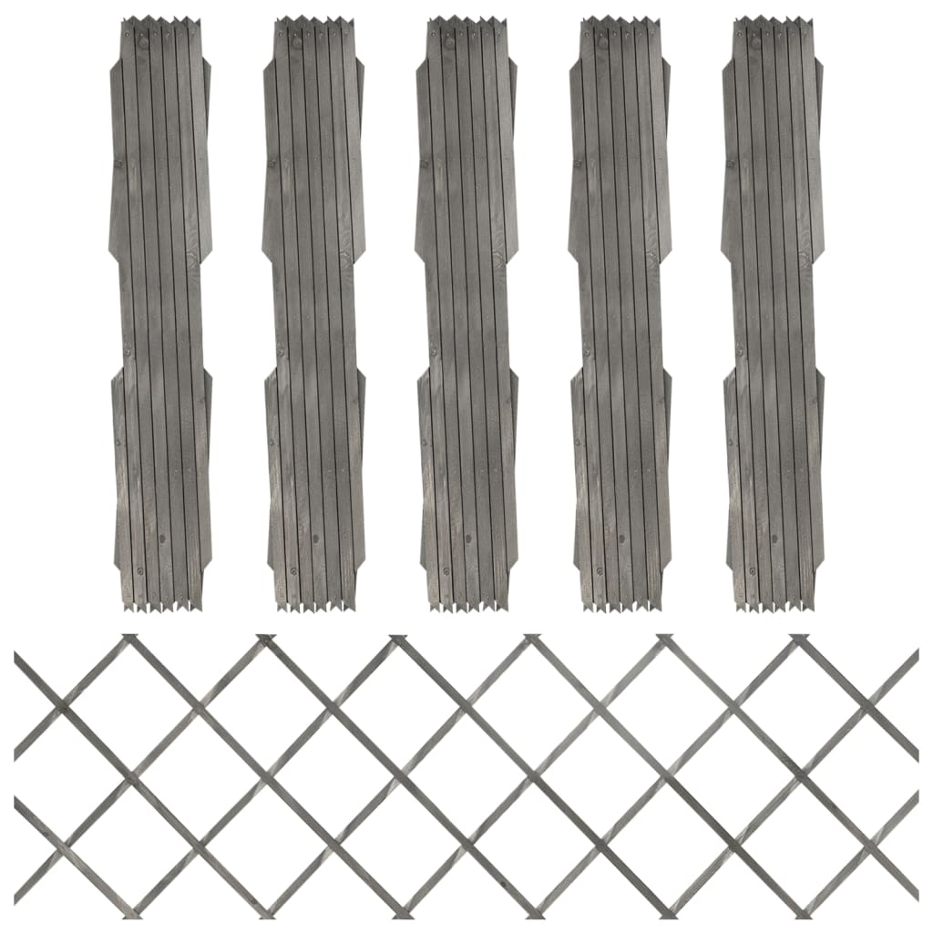 vidaXL Trellis Fences 5 pcs Grey Solid Firwood 180×60 cm