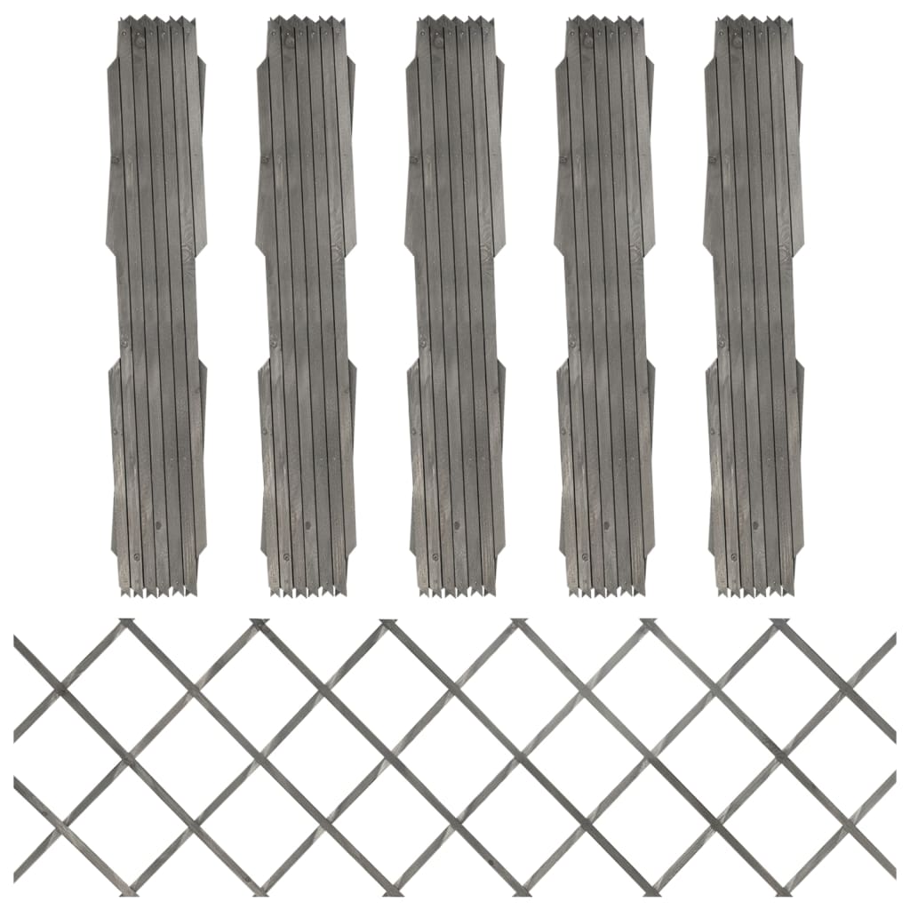 vidaXL Clôture à treillis 5 pcs Gris Bois de sapin massif 180x60 cm