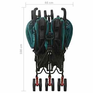 Dvojitý kočárek zelený ocel - obrázek 12