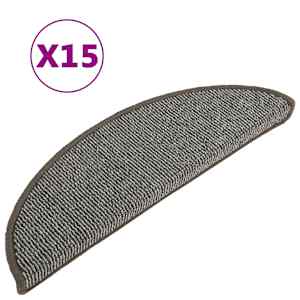 Schodové rohože 15 ks 56 x 17 x 3 cm šedé, půlkulaté - obrázek 2