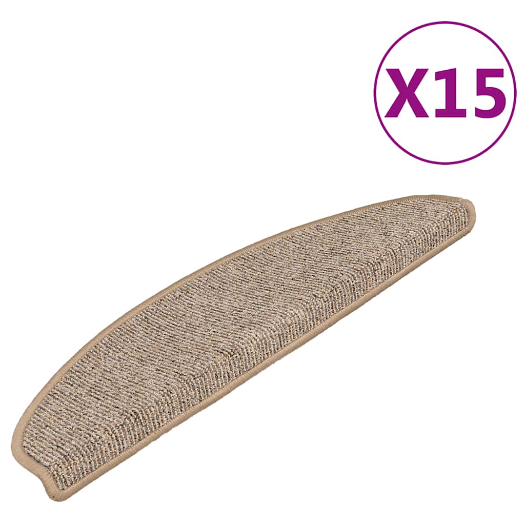 vidaXL Schodové rohože 15 ks 65 x 21 x 4 cm hnědé, půlkulaté, velké