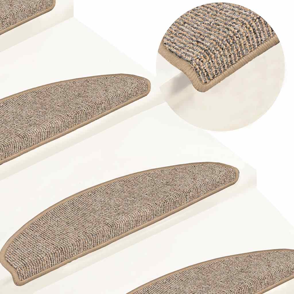 vidaXL Covorașe pentru scări, 15 buc., 65x21x4 cm, maro, semirotunde, mari