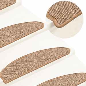 Stopniščne preproge 15 kosov 65x21x4 cm svetlo rjave polkrožne velike