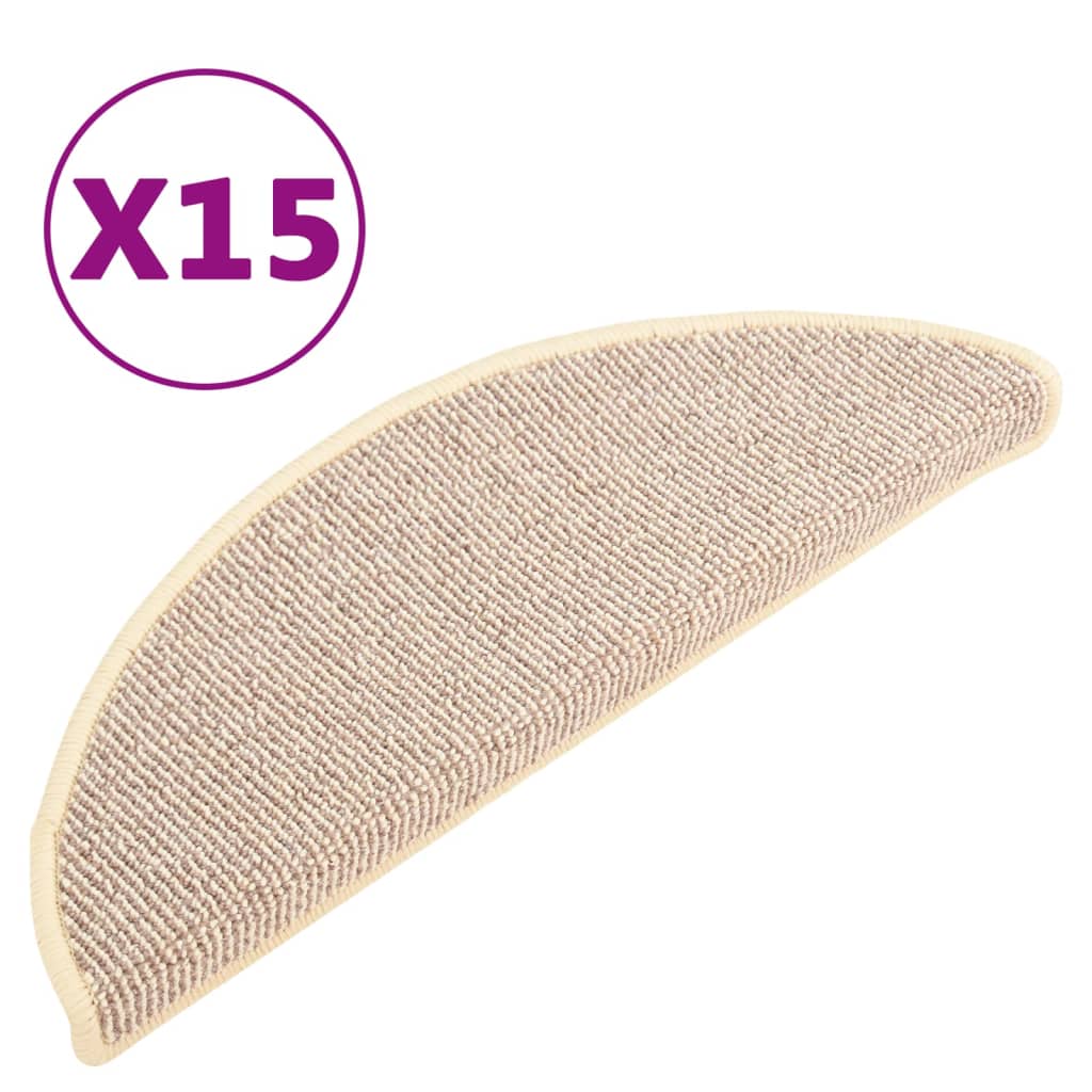 vidaXL Kobercové nášlapy na schody 15 ks bílé a hnědé 65 x 21 x 4 cm