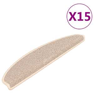 Schodové rohože 15 ks 65 x 21 x 4 cm bílé a hnědé, půlkulaté, velké - obrázek 2