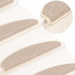 Stopniščne preproge 15 kosov 65x21x4 cm bele in rjave polkrožne velike