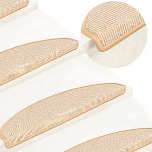 Stopniščne preproge 15 kosov 65x21x4 cm kremne polkrožne velike